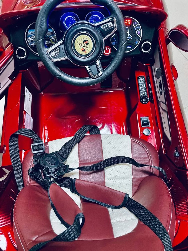 Детский электромобиль RiverToys Porsche Macan O005OO VIP (красный) вишневый глянец - фото3