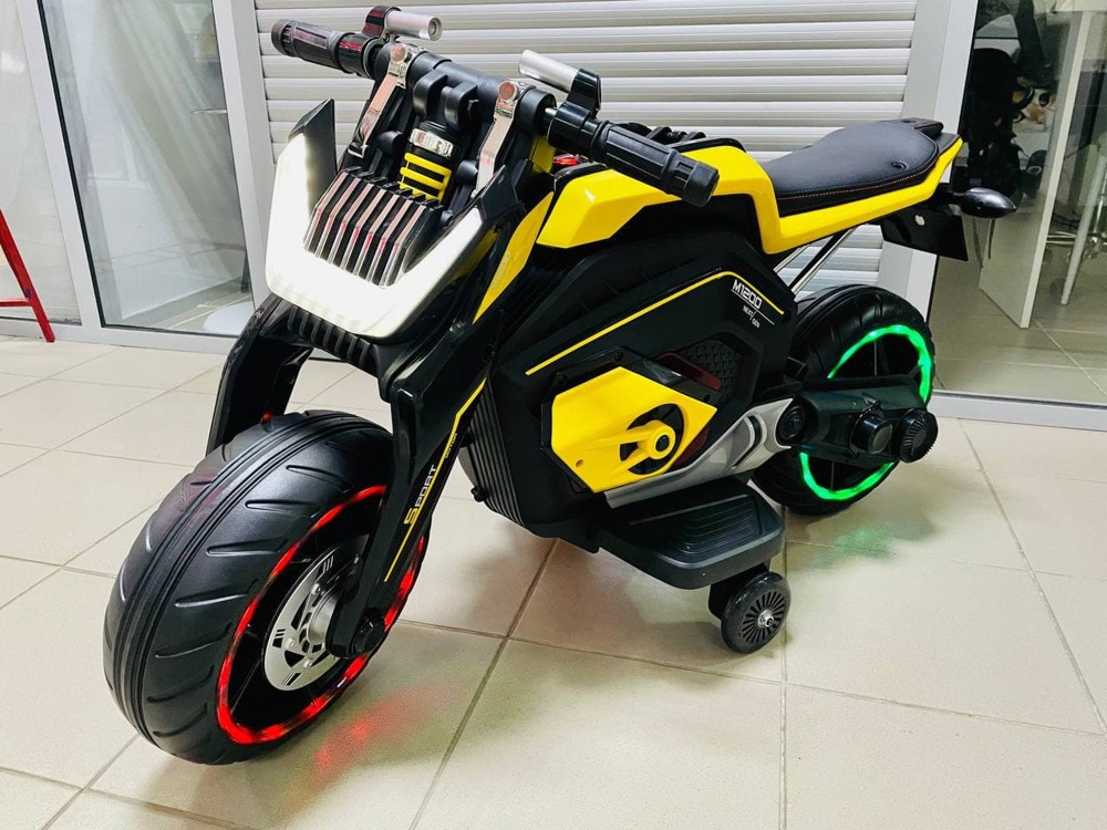 Детский электромобиль, мотоцикл RiverToys X111XX (желтый)