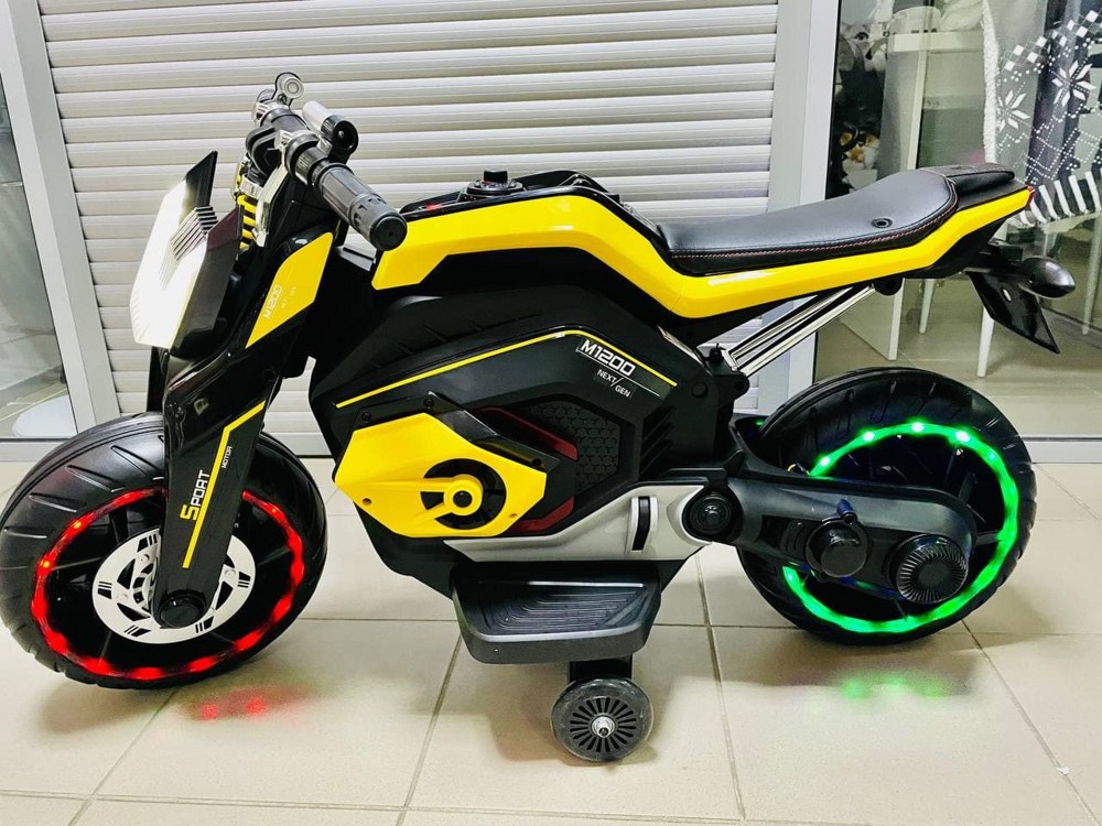 Детский электромобиль, мотоцикл RiverToys X111XX (желтый) - фото3