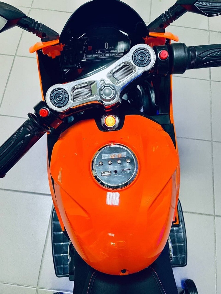 Детский электромобиль, мотоцикл RiverToys A001AA (оранжевый) Ducati  - фото6