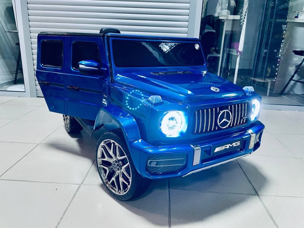 Детский электромобиль RiverToys Mercedes-Benz G63 T999TT (синий) глянец (автокраска) лицензия - фото4