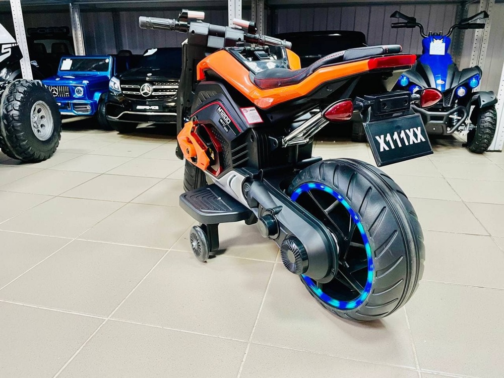 Детский электромобиль, мотоцикл RiverToys X111XX (оранжевый) - фото3