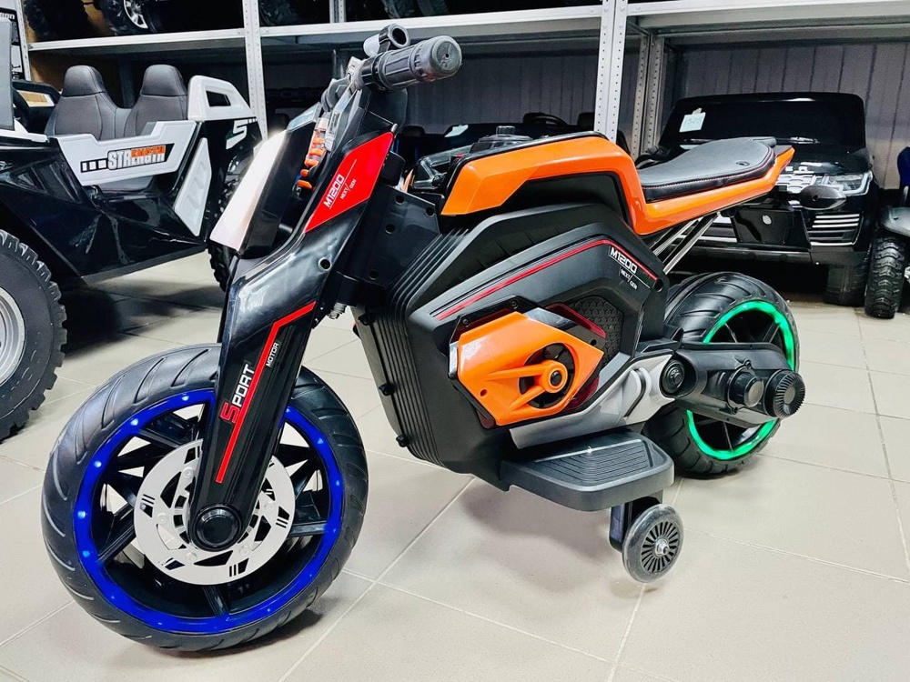 Детский электромобиль, мотоцикл RiverToys X111XX (оранжевый) - фото2