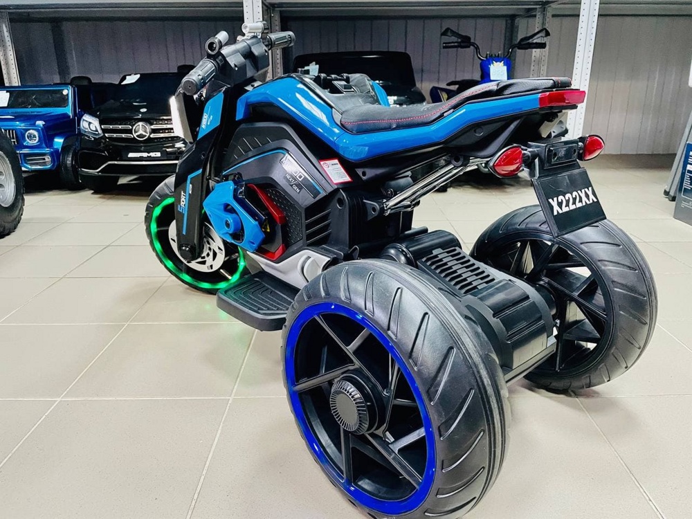 Детский электромобиль, мотоцикл RiverToys X222XX (синий) - фото5