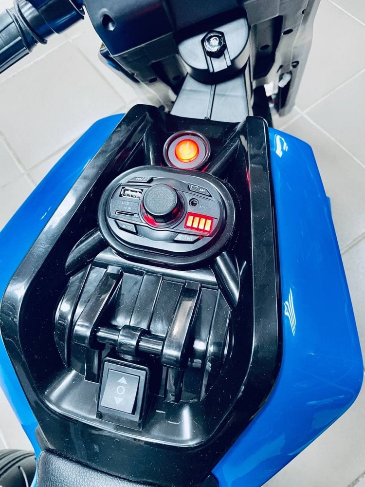 Детский электромобиль, мотоцикл RiverToys X222XX (синий) - фото3