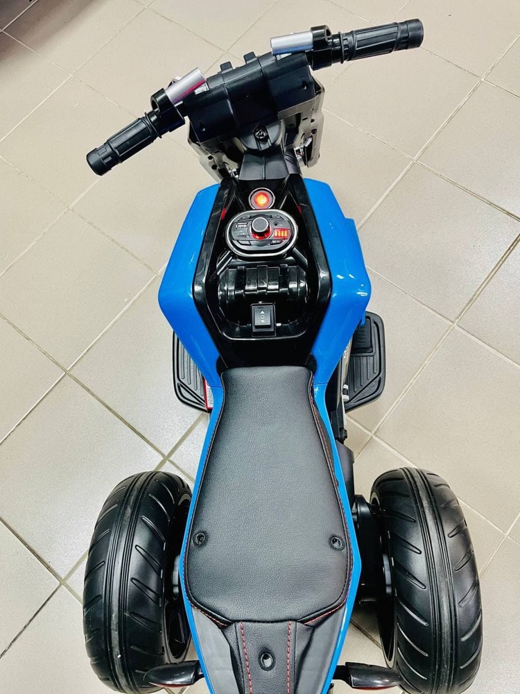 Детский электромобиль, мотоцикл RiverToys X222XX (синий) - фото4