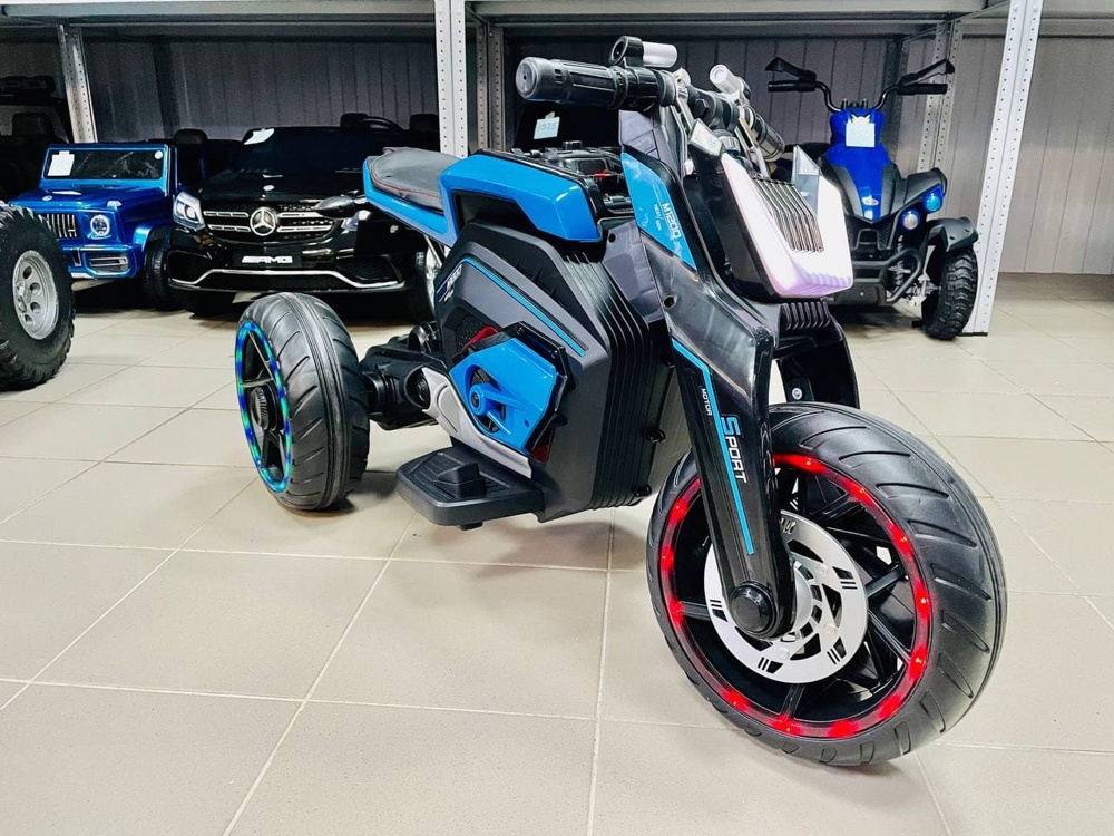 Детский электромобиль, мотоцикл RiverToys X222XX (синий) - фото2