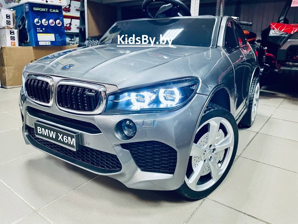 Детский электромобиль Electric Toys BMW Х6 LUX 4x4 (серый автокраска) 2021г - фото2