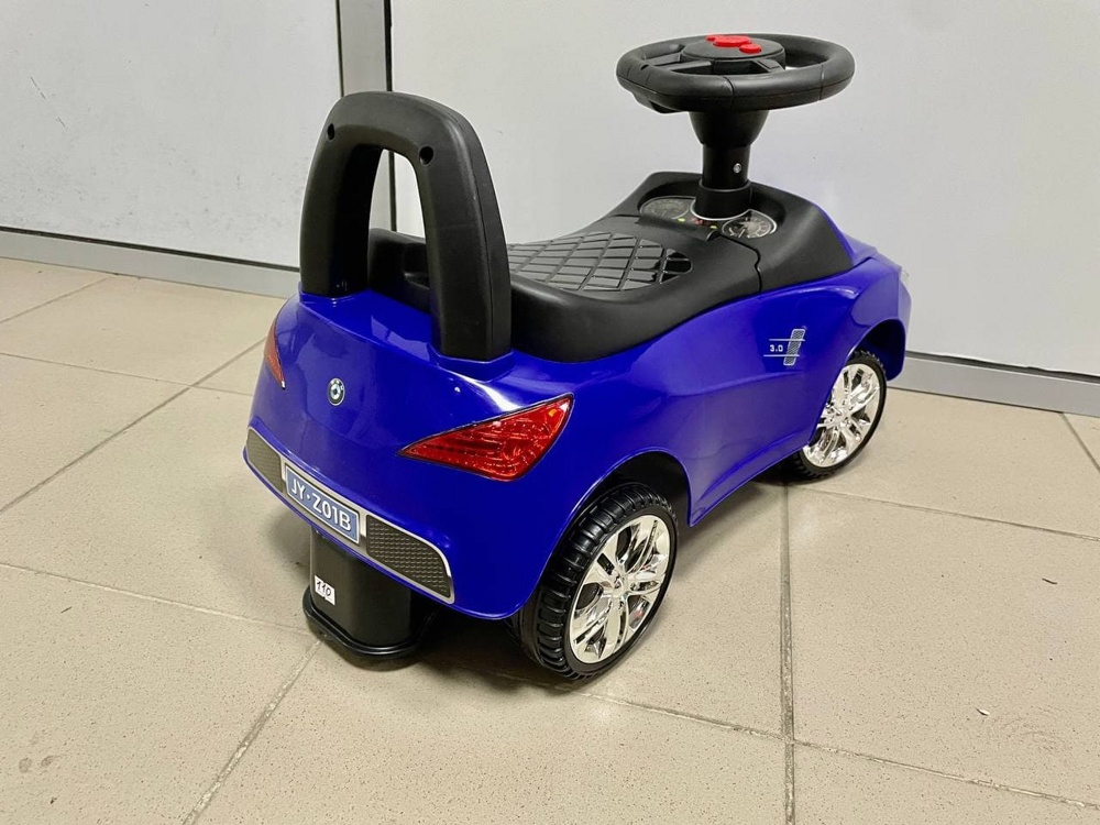 Детская машинка-каталка, толокар RiverToys BMW JY-Z01B (синий/черный) - фото6