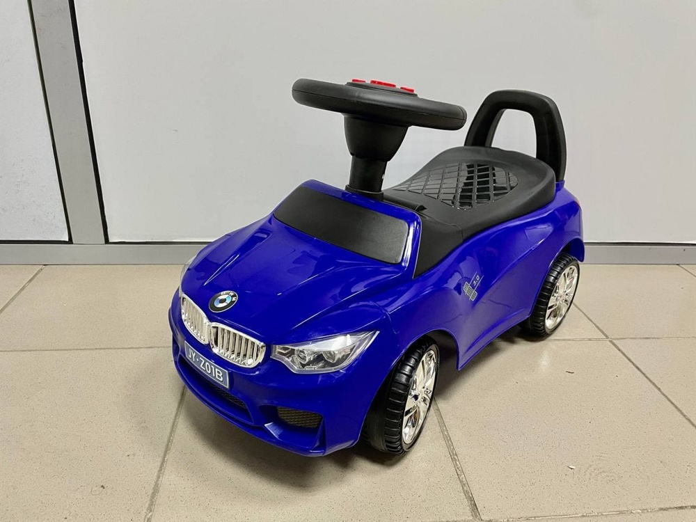 Детская машинка-каталка, толокар RiverToys BMW JY-Z01B (синий/черный) - фото4