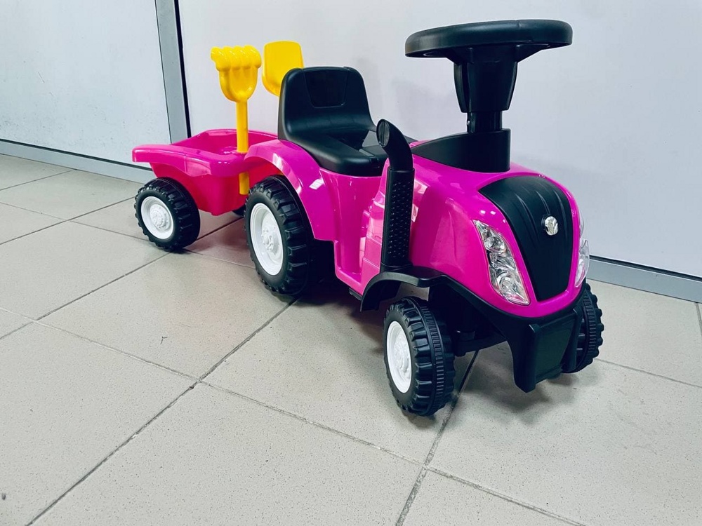 Детская машинка-каталка Baby Care Holland Tractor 658-T (розовый) с прицепом, звуковые и световые эффекты - фото2