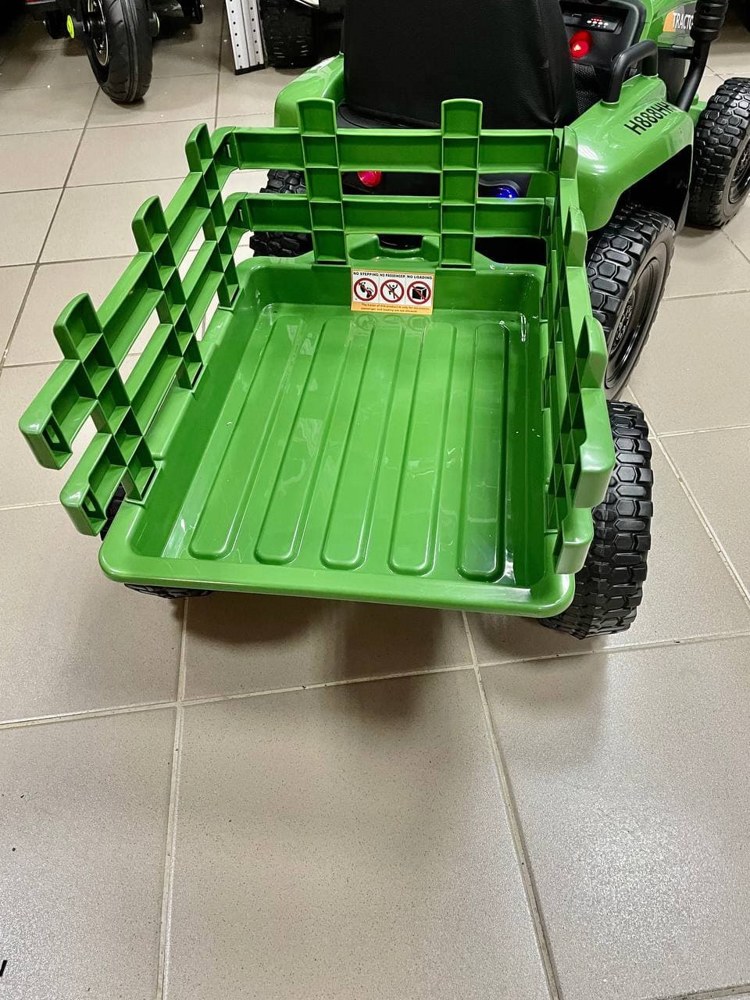 Детский электромобиль RiverToys H888HH (темно-зеленый) трактор с прицепом и пультом - фото4