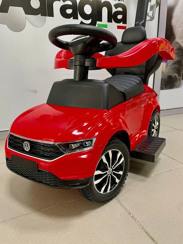 Детская каталка Baby Care T-Roc Volkswagen 651 (красный) пластиковые колеса, кожаное сиденье 2022г - фото5