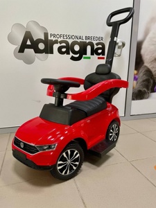 Детская каталка Baby Care T-Roc Volkswagen 651 (красный) пластиковые колеса, кожаное сиденье 2022г - фото