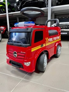 Детская машинка- Каталка Baby Care Mercedes-Benz Antos Fire Department 657-F (красный) кожаное сиденье Лицензия - фото