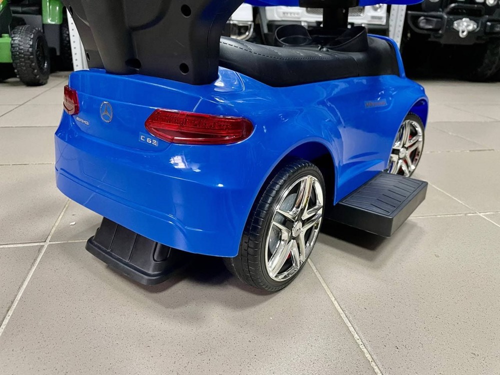 Детская машинка каталка Baby Care AMG C63 Coupe (639 синий) кожаное сиденье резиновые колеса Лицензия - фото5