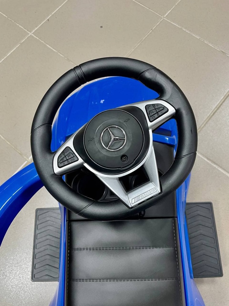 Детская машинка каталка Baby Care AMG C63 Coupe (639 синий) кожаное сиденье резиновые колеса Лицензия - фото4