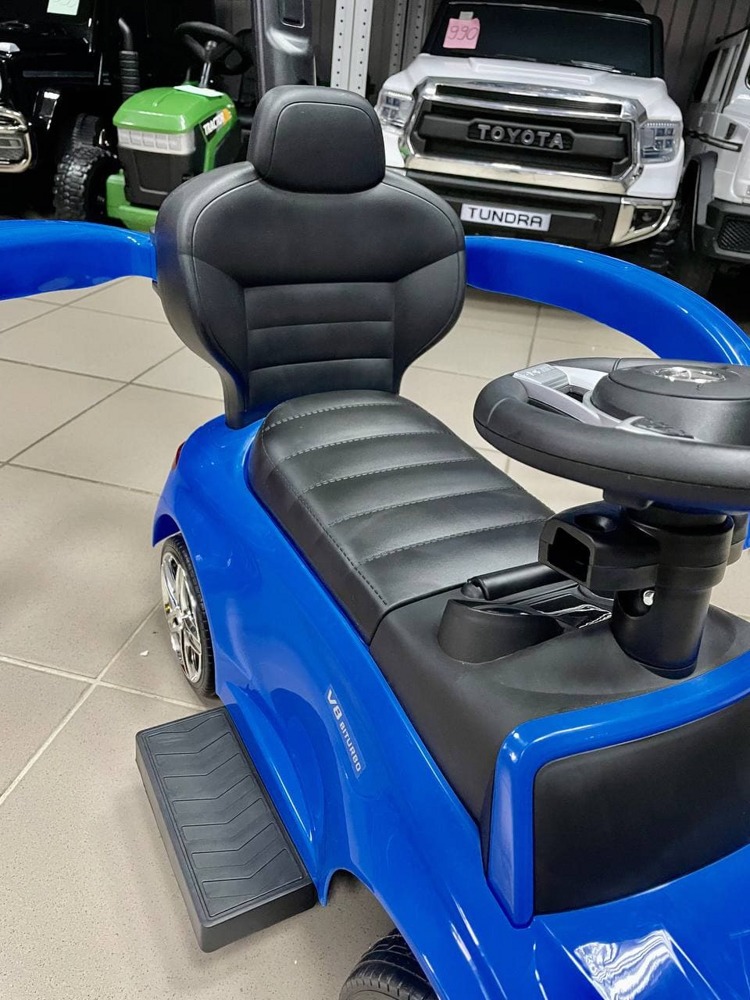 Детская машинка каталка Baby Care AMG C63 Coupe (639 синий) кожаное сиденье резиновые колеса Лицензия - фото3