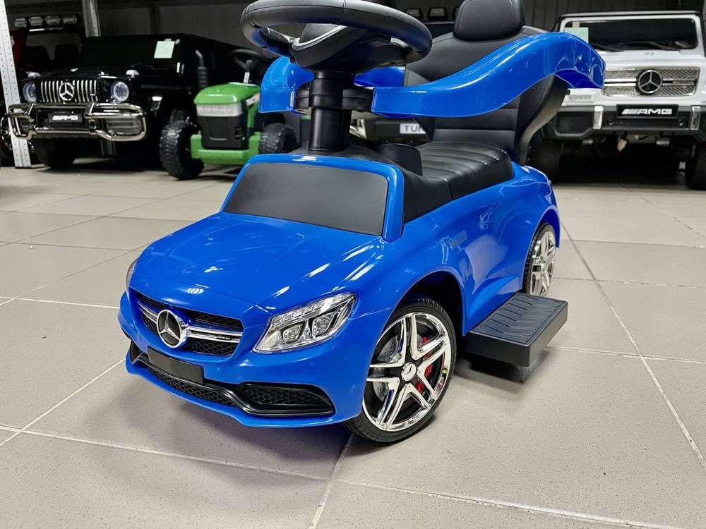 Детская машинка каталка Baby Care AMG C63 Coupe (639 синий) кожаное сиденье резиновые колеса Лицензия