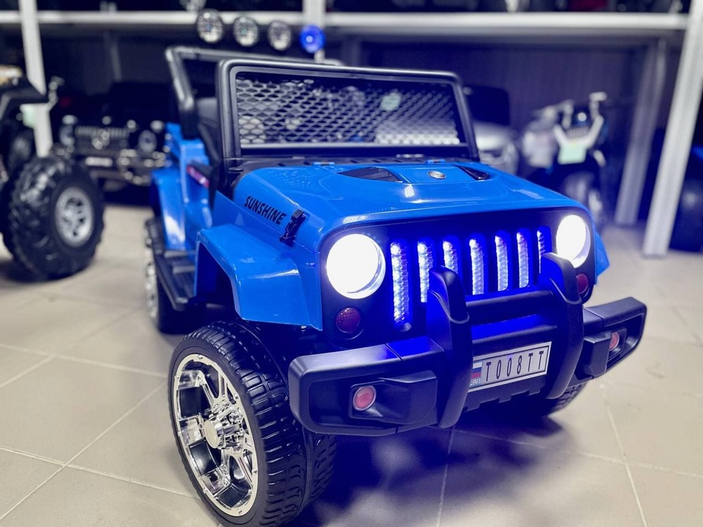 Детский электромобиль RiverToys Jeep T008TT (синий) - фото2