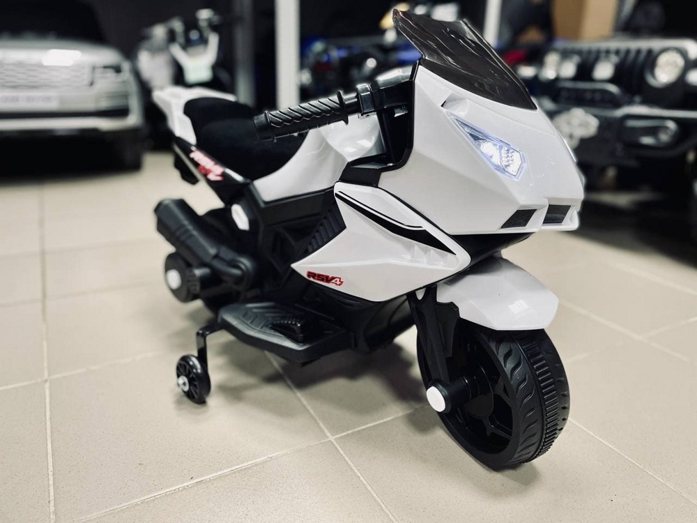 Детский электромобиль мотоцикл RiverToys S602 (белый)