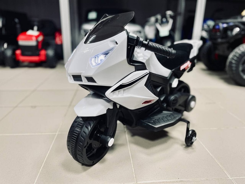 Детский электромобиль мотоцикл RiverToys S602 (белый) - фото2