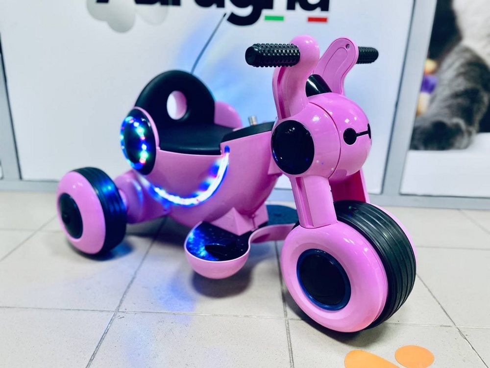 Детский электромобиль мотоцикл RiverToys HL300 (розовый) Z - фото2