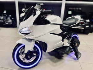 Детский электромобиль, мотоцикл RiverToys A001AA (белый) Ducati - фото
