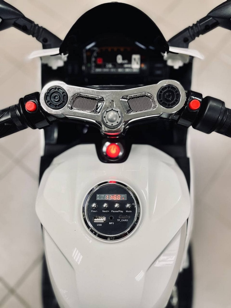 Детский электромобиль, мотоцикл RiverToys A001AA (белый) Ducati - фото3