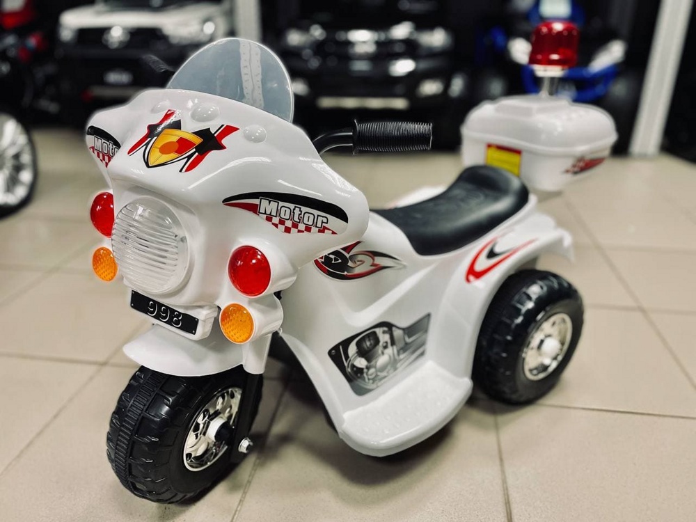 Детский электромобиль мотоцикл RiverToys Moto 998 (белый)