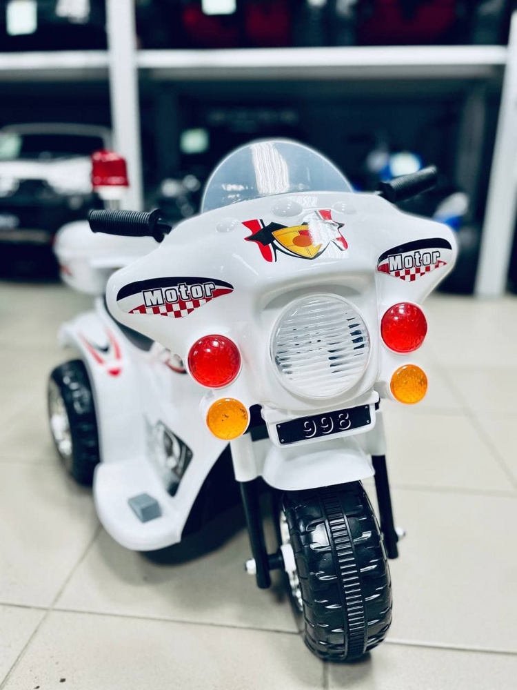 Детский электромобиль мотоцикл RiverToys Moto 998 (белый) - фото2