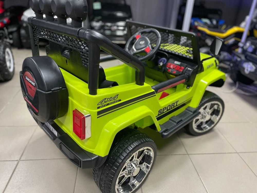 Детский электромобиль RiverToys Jeep 4WD T008TT (зеленый) двухместный полноприводный - фото3