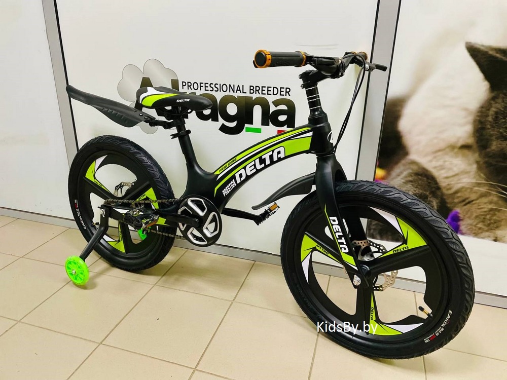 Детский велосипед Delta Prestige Maxx D 20 2022 (черный/зеленый, литые диски) магниевая рама, вилка и колеса - фото2