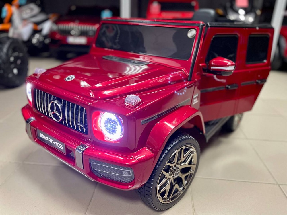 Детский электромобиль RiverToys Mercedes-Benz G63 T999TT (вишневый) глянец (автокраска) лицензия