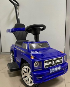 Детская машинка-каталка, толокар RiverToys Mercedes-Benz JY-Z08B (синий) c ручкой-управляшкой - фото