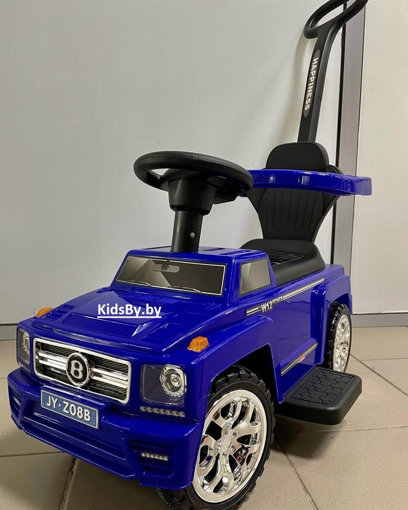Детская машинка-каталка, толокар RiverToys Mercedes-Benz JY-Z08B (синий) c ручкой-управляшкой - фото3