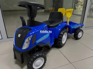 Детская машинка-каталка Baby Care Holland Tractor 658-T (синий) с прицепом, звуковые и световые эффекты - фото