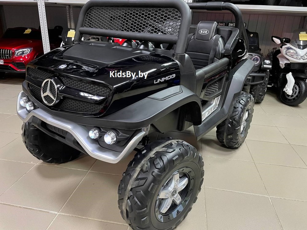 Детский электромобиль RiverToys Mercedes-Benz Unimog Concept P555BP 4WD (черный) глянец автокраска полноприводный двухместный - фото6