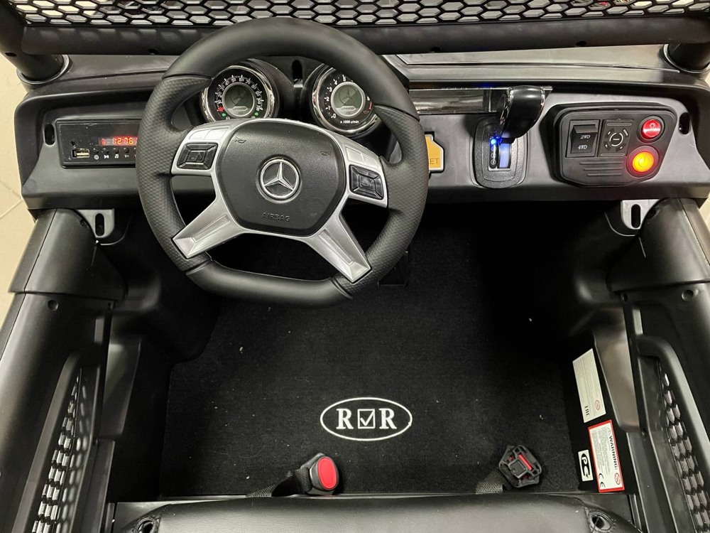 Детский электромобиль RiverToys Mercedes-Benz Unimog Concept P555BP 4WD (черный) глянец автокраска полноприводный двухместный - фото2