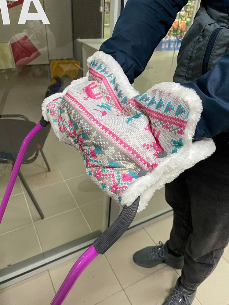 Муфта для коляски или санок Ника (арт. МС1) цвет вязаный розовый - фото