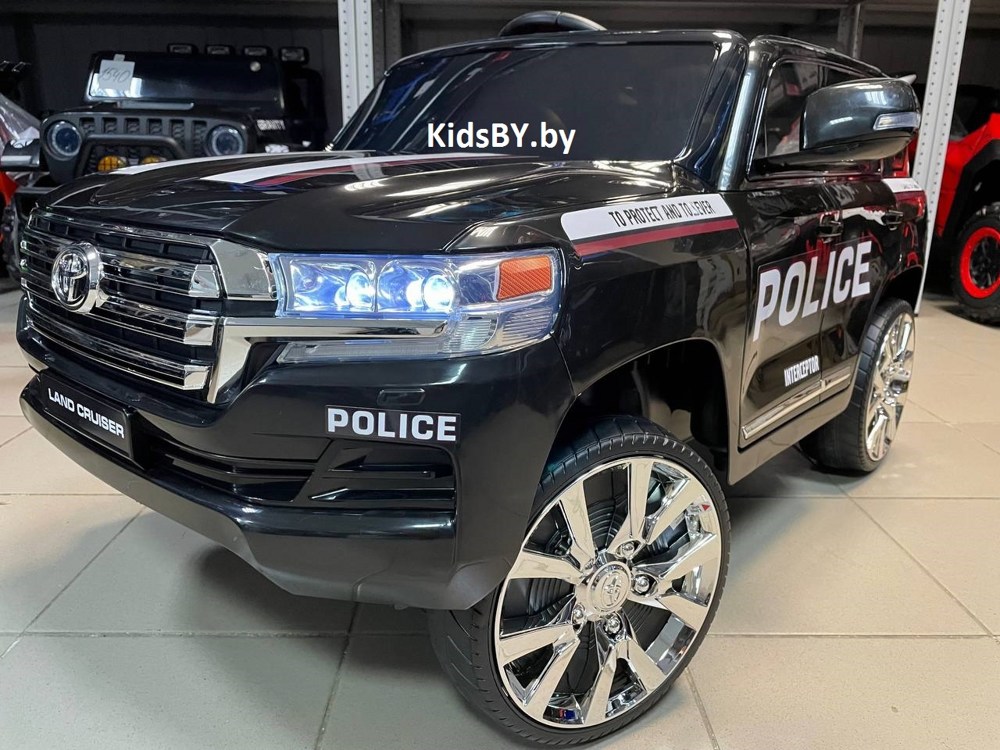Детский электромобиль RiverToys Toyota Land Cruiser 200 JJ2022 (полицейский черный) - фото2