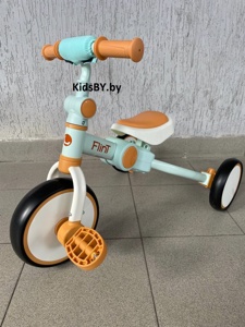 Детский беговел-велосипед Bubago Flint BG-F-109-5 (песочный/голубой) без родительской ручки Трансформер, складной - фото