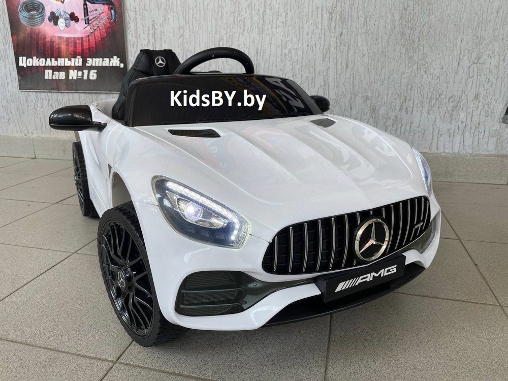 Детский электромобиль RiverToys Mercedes-Benz AMG GT O008OO (белый) лицензия - фото6