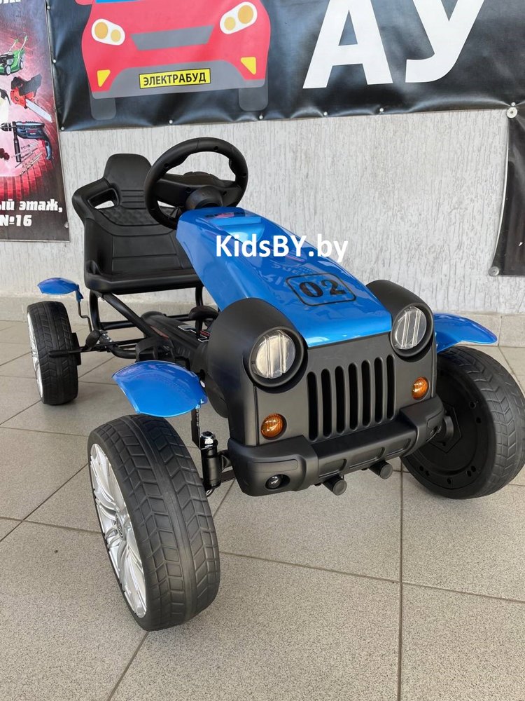 Детская педальная машина RiverToys C222CC (синий) веломобиль, карт - фото5