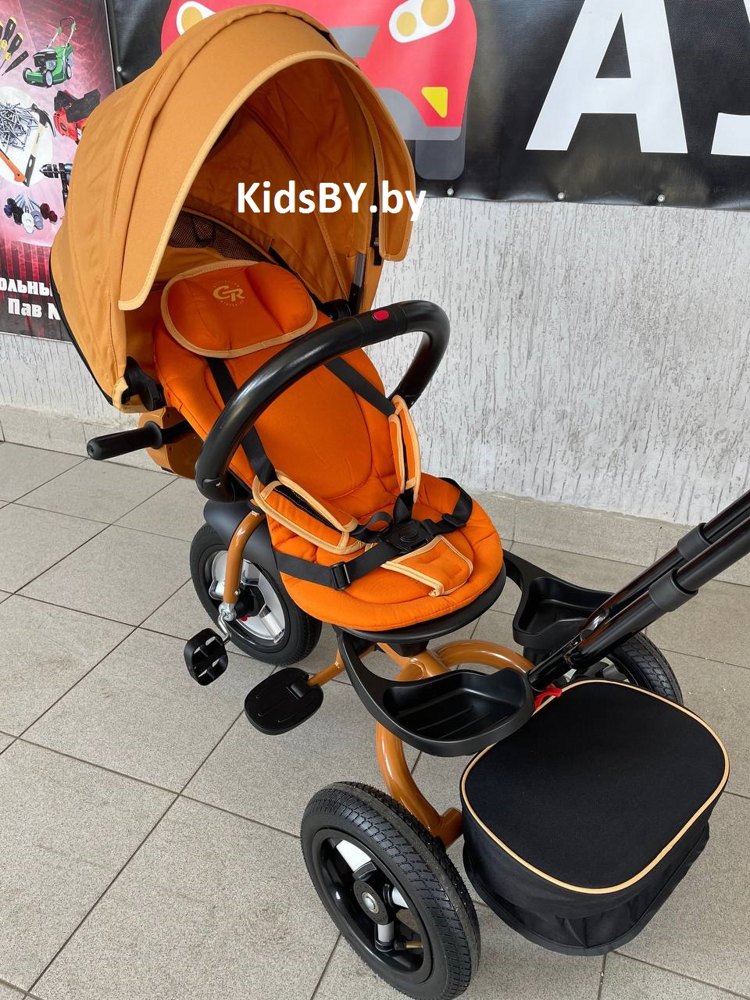 Детский трехколесный велосипед City-Ride Tempo CR-B3-11BK (оранжевый) Складной руль, поворот.сиденье, фара свет/звук, надув. колеса 12/10, свобод. ход - фото2