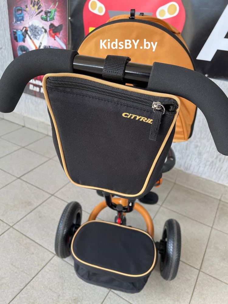 Детский трехколесный велосипед City-Ride Tempo CR-B3-11BK (оранжевый) Складной руль, поворот.сиденье, фара свет/звук, надув. колеса 12/10, свобод. ход - фото3