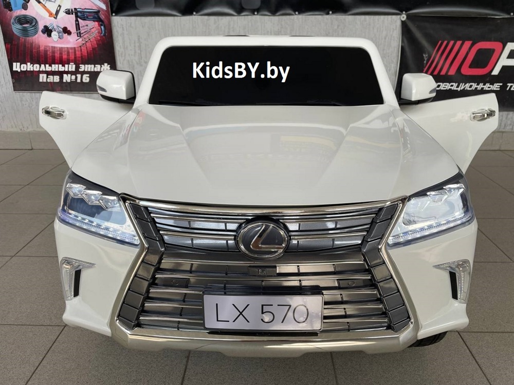 Детский электромобиль RiverToys Lexus LX570 Y555YY (белый) Двухместный Полноприводный Лицензия - фото2