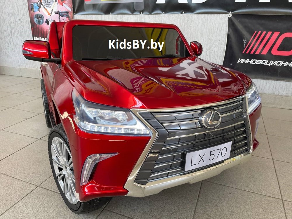 Детский электромобиль RiverToys Lexus LX570 Y555YY (красный глянец) Двухместный Полноприводный Лицензия - фото2