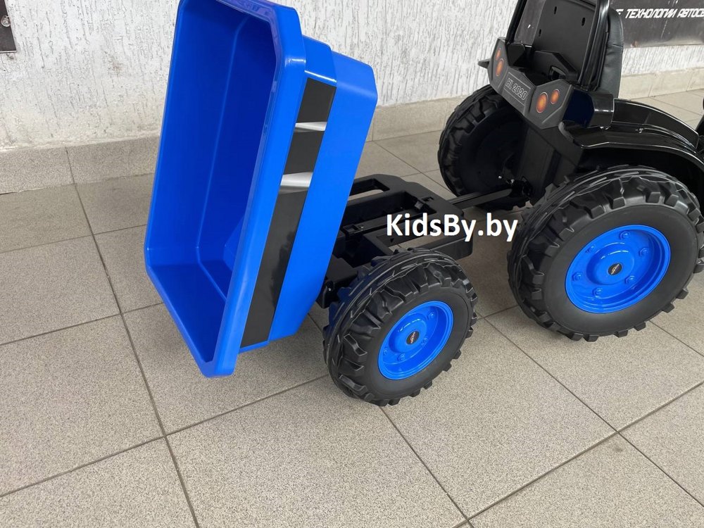 Детский электромобиль, трактор-погрузчик с прицепом RiverToys HL395 (синий) - фото6