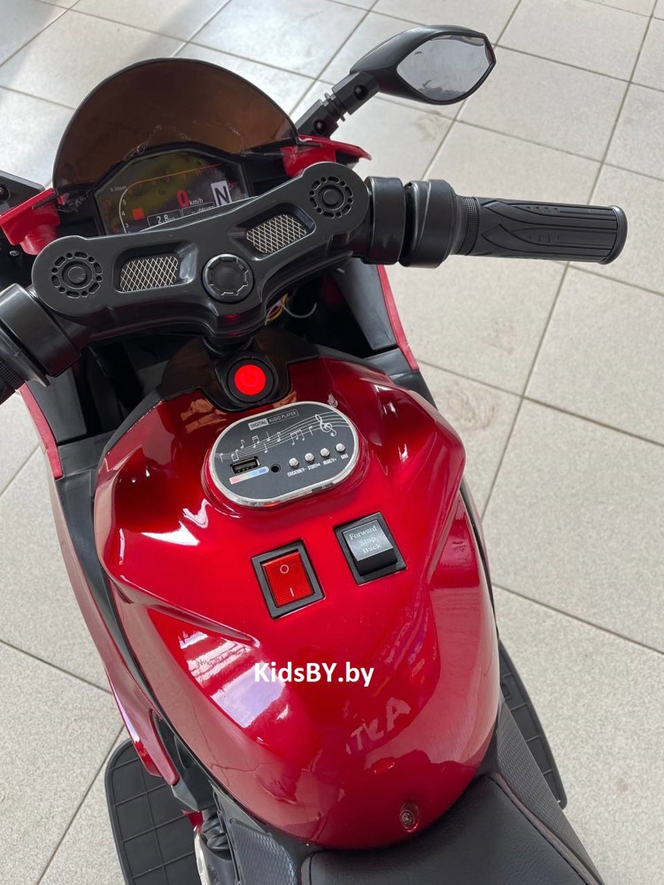 Детский электромотоцикл RiverToys X003XX (красный глянец) - фото3